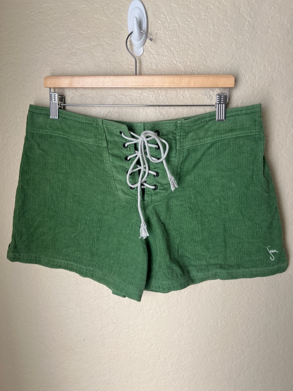 Seea green corduroy Lulu lace up shorts - Picture 2 of 7
